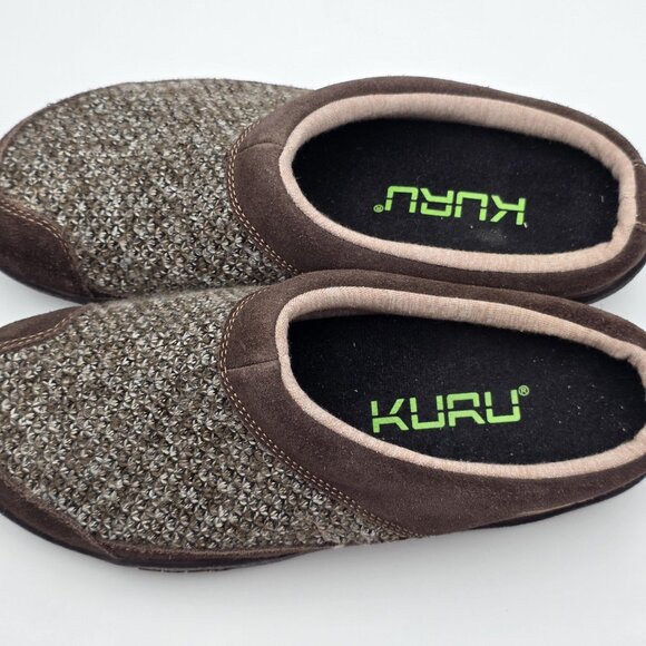 KURU Shoes Mens Size 8.5 Brown Knit Suede Slip On House Slippers Clogs Comfort - Picture 6 of 9